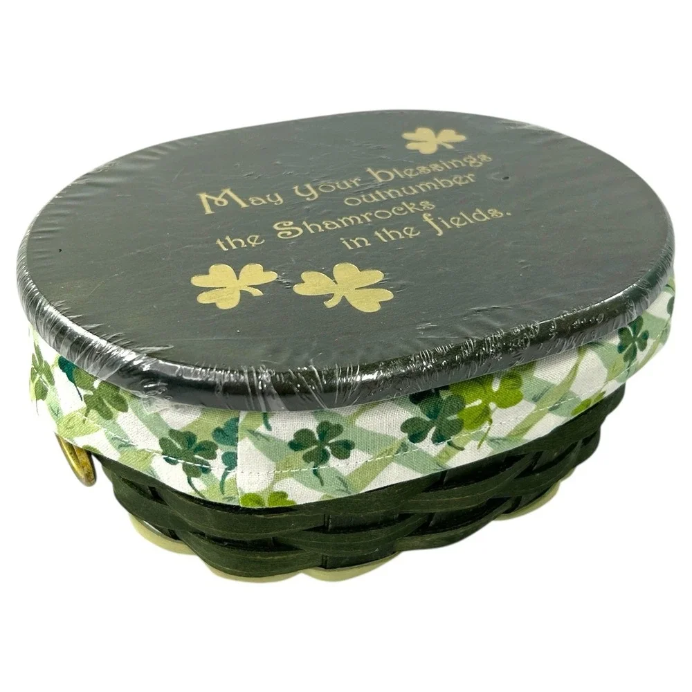 Longaberger 2011 FIELDS OF CLOVER Basket with Lid Liner Protector Tags